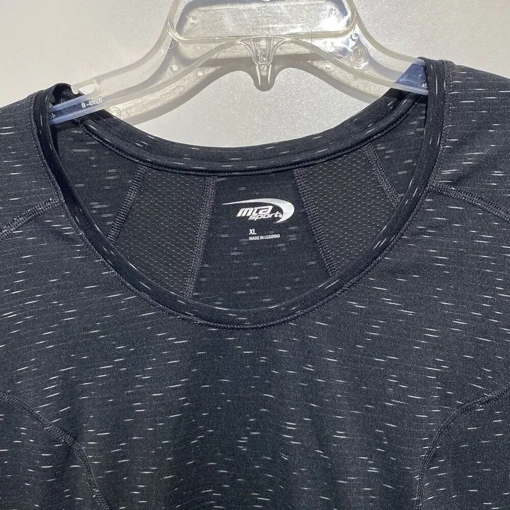 MTA‎ Sport Women's Black White Mesh Round Neck Short Sleeve Athletic T-Shirt XL